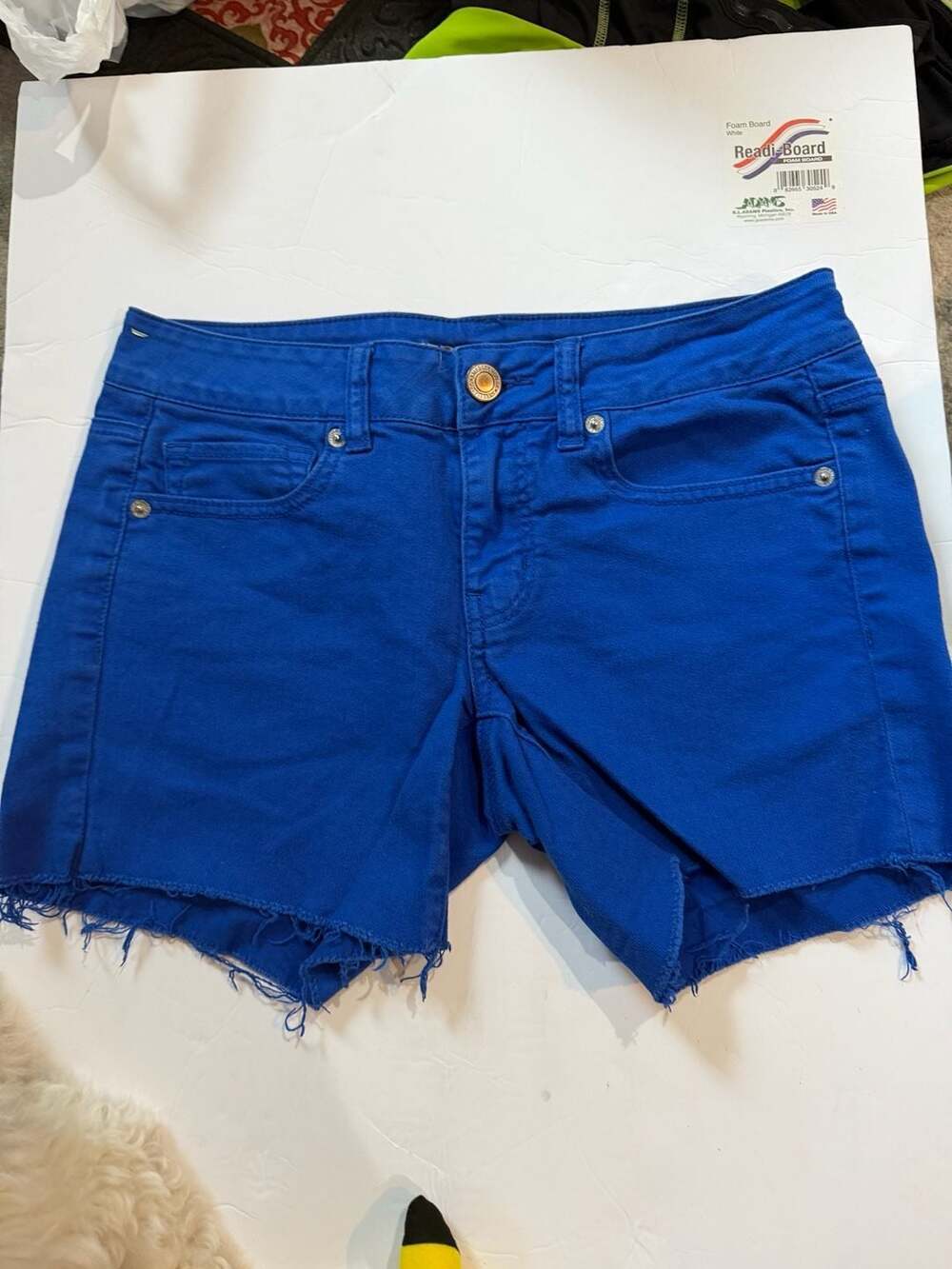 American Eagle Outfitters Stretch Denim Raw Hem Cut-Off Jean Shorts - Royal Blue